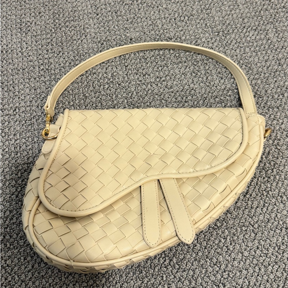 Cream saddle purse
